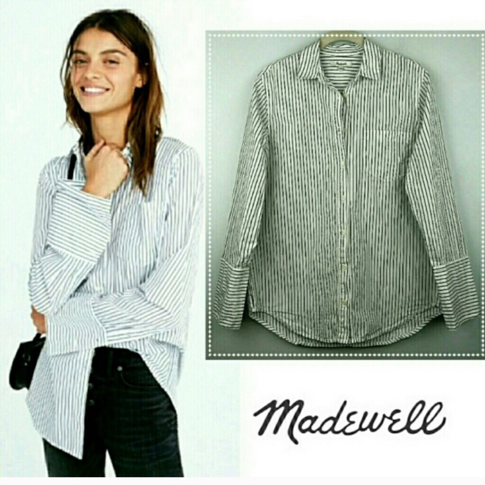 Madewell Bristol Button Down Shirt Stripe Oversize
